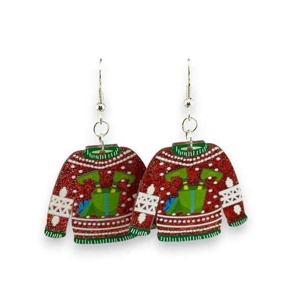 Ugly Elf Christmas Sweater Red Green and White - Picture 6 of 6